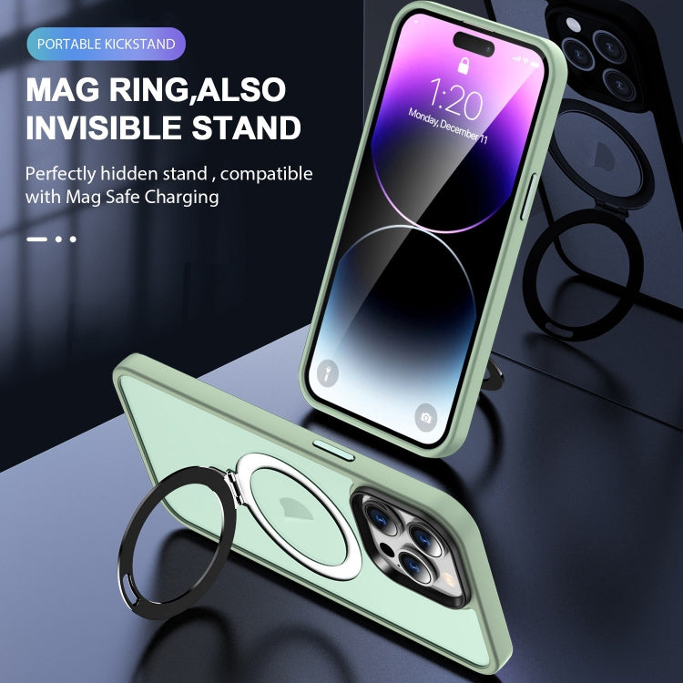 For iPhone 14 Pro MagSafe Holder Skin-feel PC Hybrid TPU Phone Case(Matcha Green) - iPhone 14 Pro Cases by buy2fix | Online Shopping UK | buy2fix