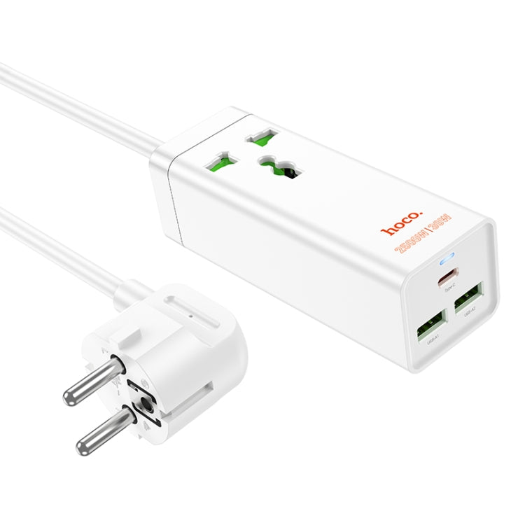 hoco AC9A Talent PD30W Type-C+2USB Ports with 1 Socket Desktop Charger, Cable Length: 1.5m, EU Plug(White) - Extension Socket by hoco | Online Shopping UK | buy2fix