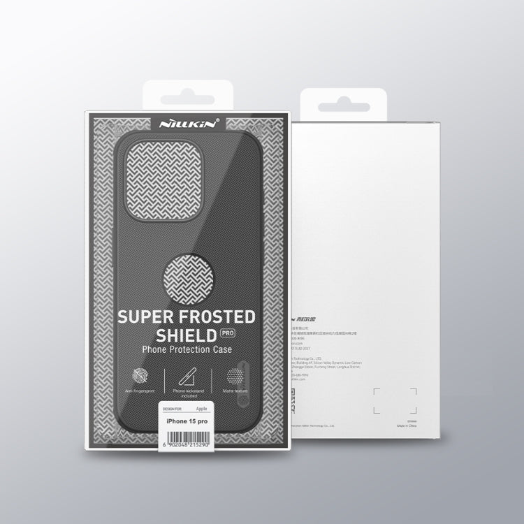 For iPhone 15 Pro NILLKIN Super Frosted Shield Pro Phone Protective Case With LOGO Cutout(Grey) - iPhone 15 Pro Cases by NILLKIN | Online Shopping UK | buy2fix