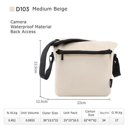 Cwatcun D103 Crossbody Camera Bag Photography Lens Shoulder Bag, Size:22.5 x 22.5 x 12.5cm(Beige) - Strap Satchel by Cwatcun | Online Shopping UK | buy2fix