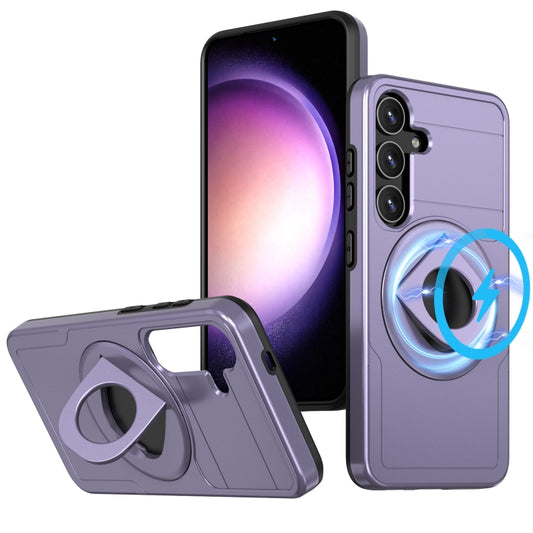 For Samsung Galaxy S24+ 5G MagSafe Ring Holder Armor Phone Case(Puple) - Galaxy S24+ 5G Cases by buy2fix | Online Shopping UK | buy2fix