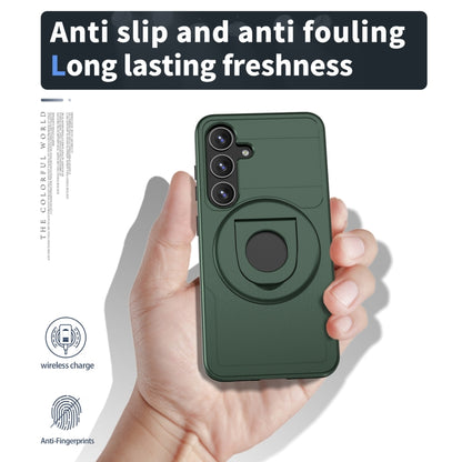 For Samsung Galaxy S24 5G MagSafe Ring Holder Armor Phone Case(Deep Green) - Galaxy S24 5G Cases by buy2fix | Online Shopping UK | buy2fix