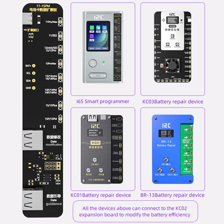 i2C KC02 Battery Data Repair Expansion Board Modifying Battery Efficiency for iPhone 11-15 Pro Max - Test Tools by buy2fix | Online Shopping UK | buy2fix