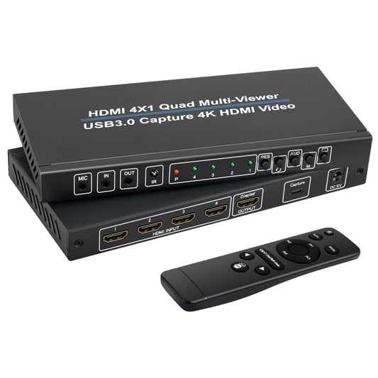 NK-941S 4K HDMI 4x1 Screen Splitter + USB3.0 Video Capture All In One Machine(Black) - Video Capture Solutions by buy2fix | Online Shopping UK | buy2fix