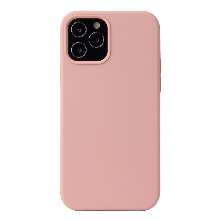 For iPhone 12 / 12 Pro Solid Color Liquid Silicone Shockproof Protective Case(Sakura Pink) - iPhone 12 / 12 Pro Cases by buy2fix | Online Shopping UK | buy2fix