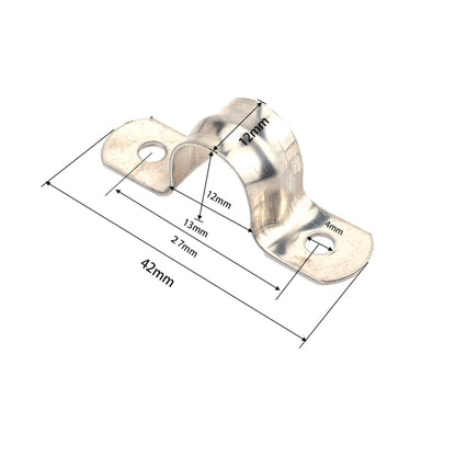 100 PCS M12 304 Stainless Steel Hole Tube Clips U-tube Clamp Connecting Ring Hose Clamp - In Car by buy2fix | Online Shopping UK | buy2fix