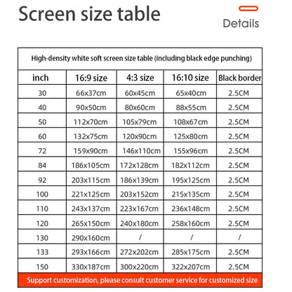 Simple Folding High Density Polyester Projector Film Curtain, Size:120 inch (16:9) Projection Area: 265x150cm - Consumer Electronics by buy2fix | Online Shopping UK | buy2fix