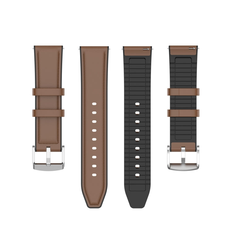 20mm Silicone Leather Watch Band for Samsung Galaxy Watch 3 41mm(Brown) - Watch Bands by buy2fix | Online Shopping UK | buy2fix