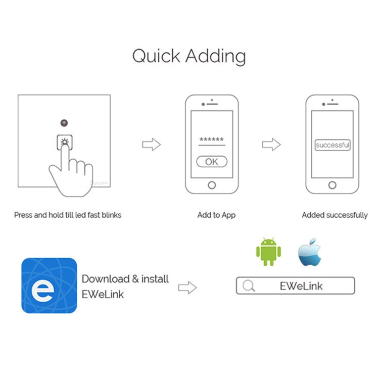 WS-EU-01 EWeLink APP & Touch Control 2A 1 Gang Tempered Glass Panel Smart Wall Switch, AC 90V-250V, EU Plug - Consumer Electronics by buy2fix | Online Shopping UK | buy2fix