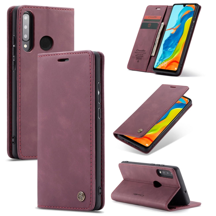 CaseMe-013 Multifunctional Retro Frosted Horizontal Flip Leather Case for Huawei P30 Lite, with Card Slot & Holder & Wallet (Wine Red) - Huawei Cases by CaseMe | Online Shopping UK | buy2fix