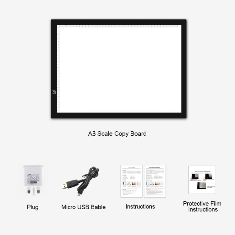 A3 Size 8W 5V LED Ultra-thin Stepless Dimming Acrylic Copy Boards for Anime Sketch Drawing Sketchpad, with USB Cable & Plug - Consumer Electronics by buy2fix | Online Shopping UK | buy2fix