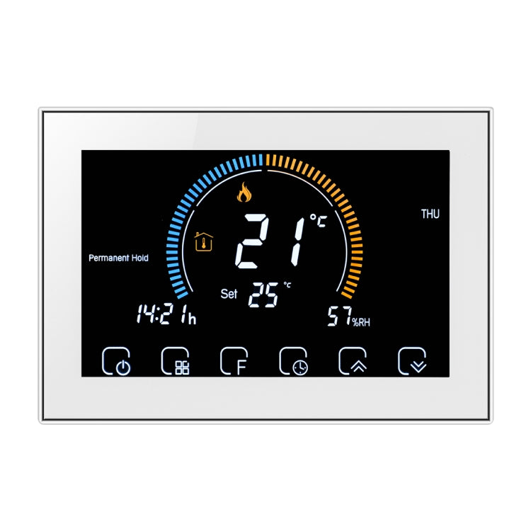 BHT-8000-GA Control Water Heating Energy-saving and Environmentally-friendly Smart Home Negative Display LCD Screen Round Room Thermostat without WiFi(White) - Consumer Electronics by buy2fix | Online Shopping UK | buy2fix