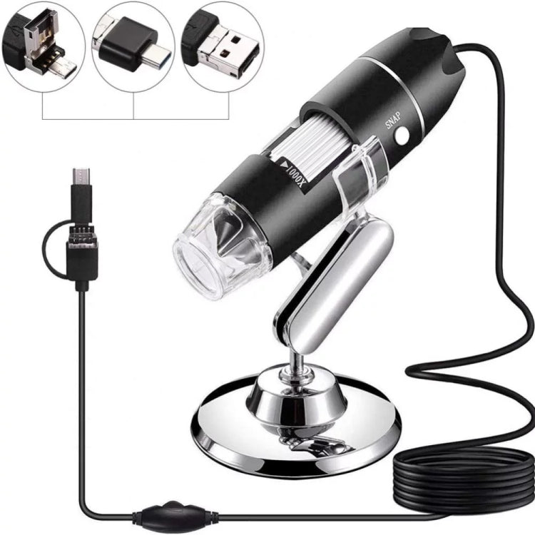 1600X Magnifier HD Image Sensor 3 in 1 USB Digital Microscope with 8 LED & Professional Stand (Grey) - Digital Microscope by buy2fix | Online Shopping UK | buy2fix