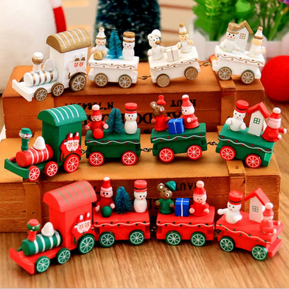 Christmas Dinner Table Decoration, Wooden Trains Children Kindergarten Christmas Decoration Ornaments Gifts (White) - Ornaments by buy2fix | Online Shopping UK | buy2fix