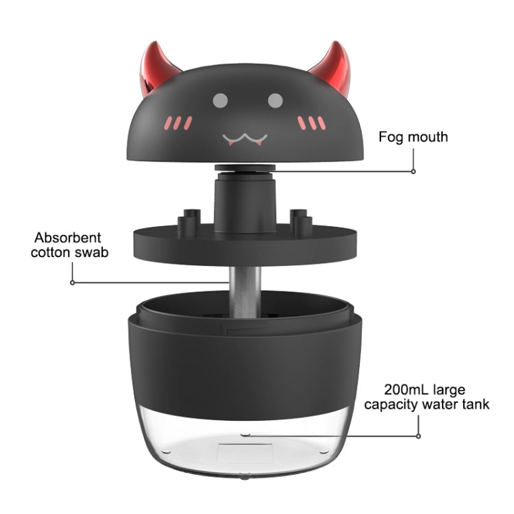 WT-H21 Devil Atomizing Humidifier with Colorful Night Lights, Water Tank Capacity: 200mL(Black) - Home & Garden by buy2fix | Online Shopping UK | buy2fix