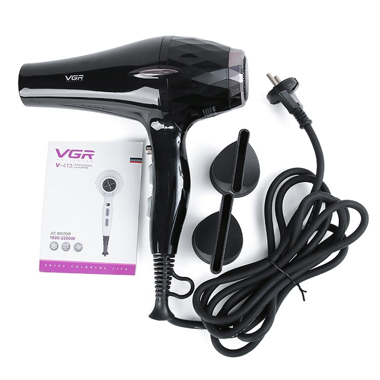 VGR V-413 2200W Negative Ion Hair Dryers with 6 Gear Adjustment, Plug Type: EU Plug (Black) - Hair Dryers & Accessories by VGR | Online Shopping UK | buy2fix