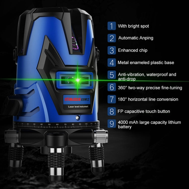 MBOOS LD Blue Light 3 Line Outdoor Laser Level Instrument with Suitcase & 1m Tripod - Consumer Electronics by buy2fix | Online Shopping UK | buy2fix