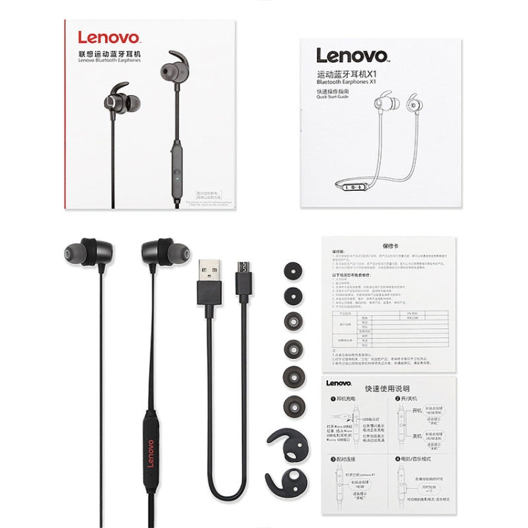 Original Lenovo X1 Magnetic In-Ear Wireless Sports Bluetooth 5.0 Earphone(Red) - Neck-mounted Earphone by Lenovo | Online Shopping UK | buy2fix