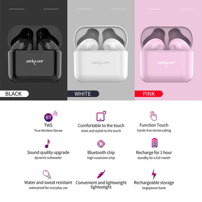 ZEALOT T3 Bluetooth 5.0 TWS Wireless Bluetooth Earphone with Charging Box, Support Touch & Call & Power Display(Black) - TWS Earphone by ZEALOT | Online Shopping UK | buy2fix