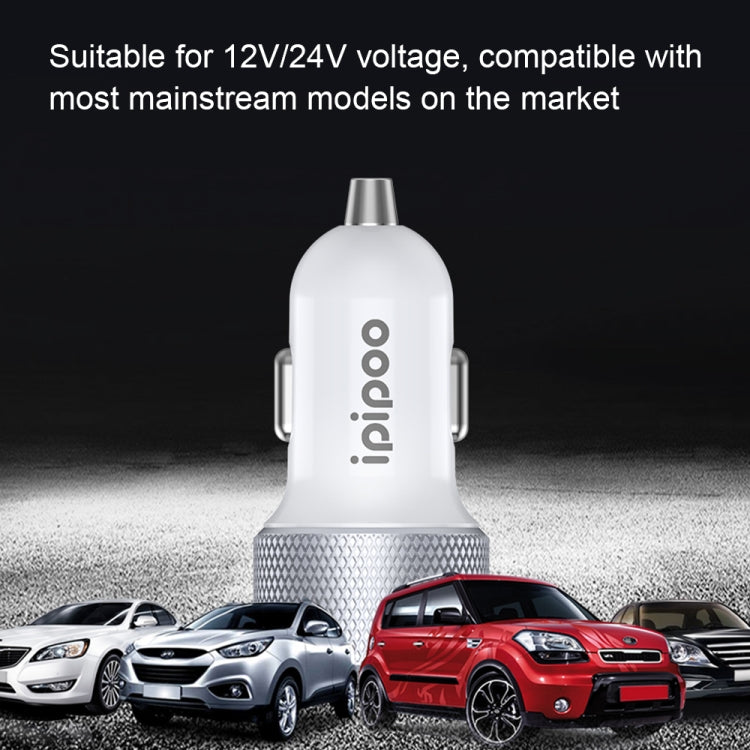 ipipoo XP-2 Dual USB Car Fast Charging Charger with Android Line(White) - In Car by ipipoo | Online Shopping UK | buy2fix