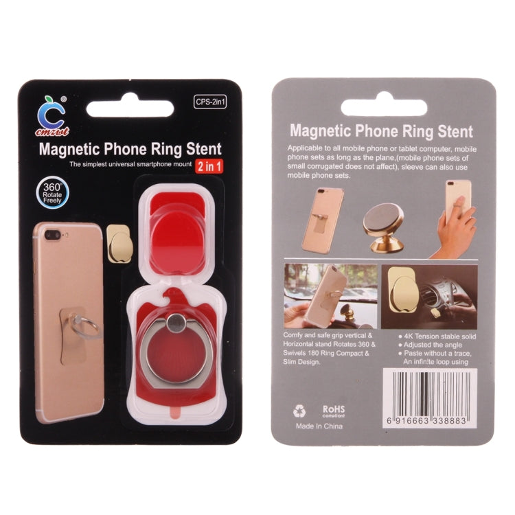 Cmzact CPS-2in1 2 in 1 Eagle Shape 360 Degrees Rotation Magnetic Phone Ring Stent Car Hook Mount(Red) - Ring Holder by buy2fix | Online Shopping UK | buy2fix