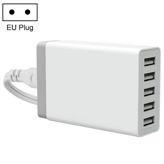 XBX09 40W 5V 8A 5 USB Ports Quick Charger Travel Charger, EU Plug(White) - Multifunction Charger by buy2fix | Online Shopping UK | buy2fix