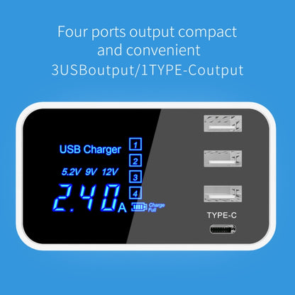 CDA30 20W 3 USB Ports + USB-C / Type-C Ports Multi-function Charger with LED Display, AU Plug - Multifunction Charger by buy2fix | Online Shopping UK | buy2fix