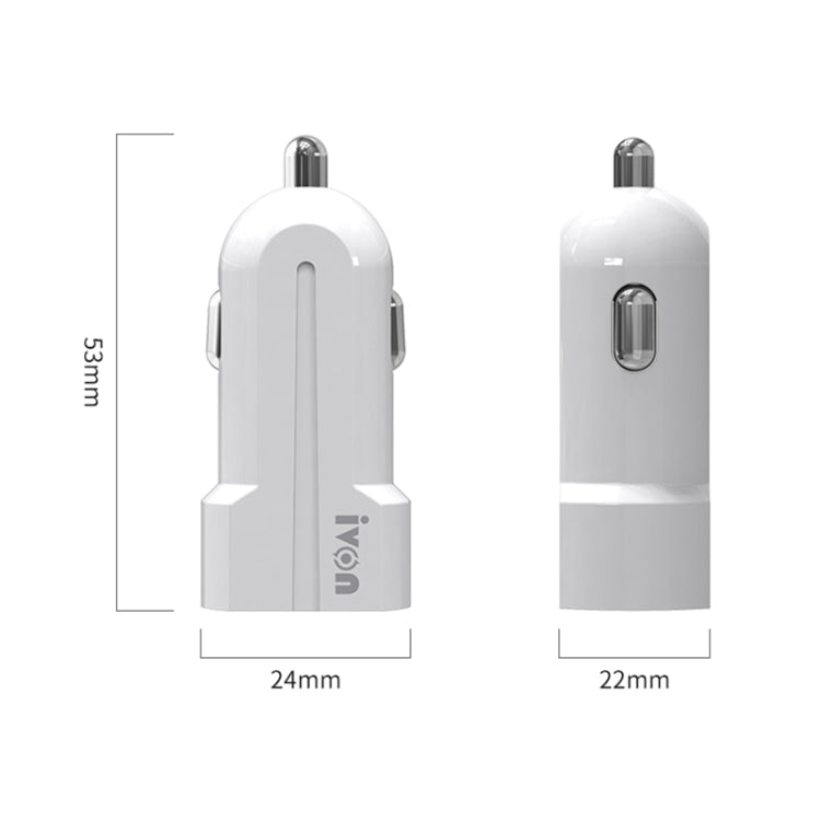 IVON CC13 QC 3.0 Fast Charging Car Charger (White) - In Car by IVON | Online Shopping UK | buy2fix