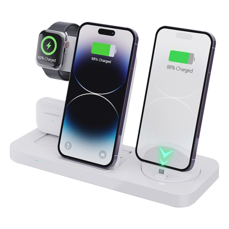 6 in 1 Multifunctional Foldable Vertical Wireless Charger (White) - Wireless Charger by buy2fix | Online Shopping UK | buy2fix