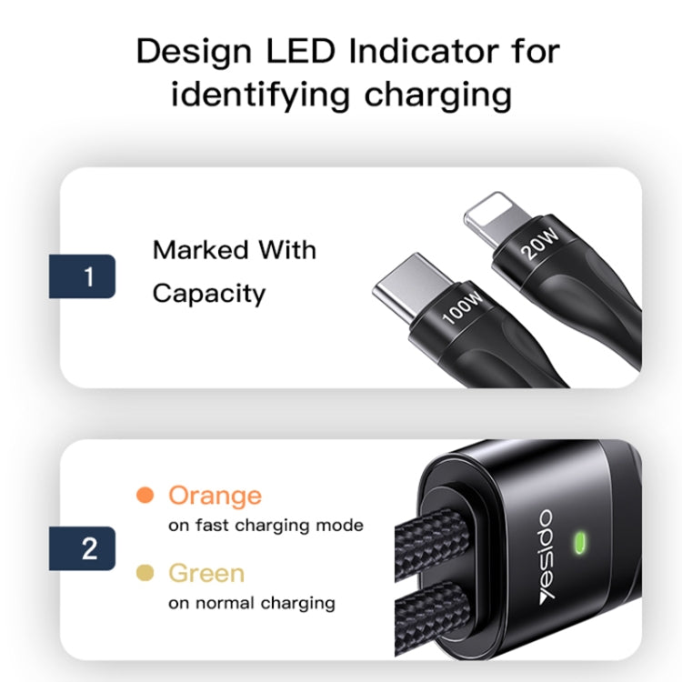 Yesido CA87 2 in 1 USB-C / Type-C to 8 Pin + USB-C / Type-C Fast Charging Cable, Length: 1.2m - 2 in 1 Cable by Yesido | Online Shopping UK | buy2fix