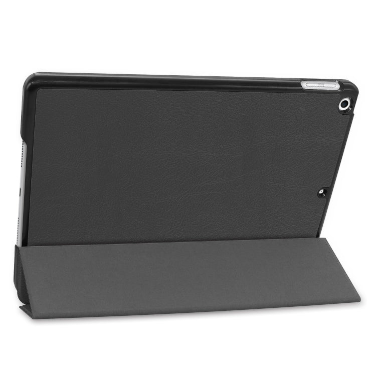 For iPad 10.2 Custer Texture Horizontal Flip Smart PU Leather Case with Sleep / Wake-up Function & Three-folding Holder (Black) - iPad 10.2 Cases by buy2fix | Online Shopping UK | buy2fix