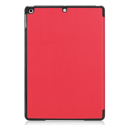 For iPad 10.2 Custer Texture Horizontal Flip Smart PU Leather Case with Sleep / Wake-up Function & Three-folding Holder (Red) - iPad 10.2 Cases by buy2fix | Online Shopping UK | buy2fix