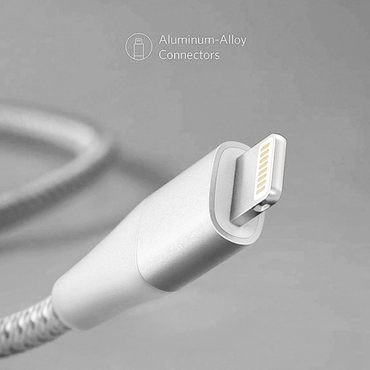 ANKER A8452 Powerline+ II USB to 8 Pin Apple MFI Certificated Nylon Pullable Carts Charging Data Cable, Length: 0.9m(Silver) - Apple Accessories by ANKER | Online Shopping UK | buy2fix