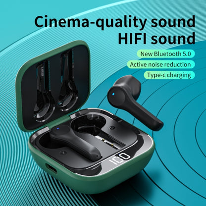 K08 Wireless Bluetooth 5.0 Noise Cancelling Stereo Binaural Earphone with Charging Box & LED Digital Display (Green) - Bluetooth Earphone by buy2fix | Online Shopping UK | buy2fix