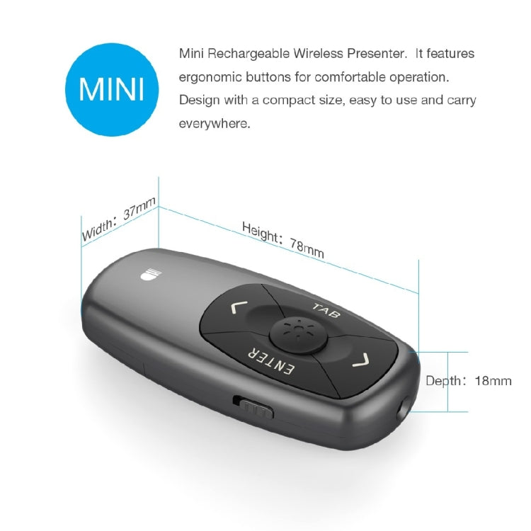 Doosl DSIT011 2.4GHz Mini Rechargeable PowerPoint Presentation Remote Control, Control Distance: 100m(Black) -  by DOOSL | Online Shopping UK | buy2fix