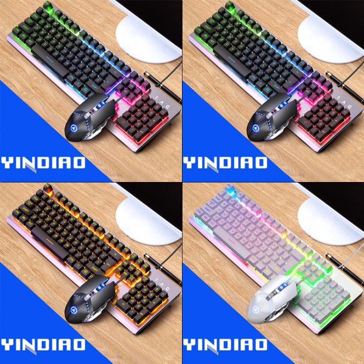 YINDIAO K002 USB Wired Mechanical Feel RGB Backlight Keyboard + Optical Mouse Set(White) - Wired Keyboard by YINDIAO | Online Shopping UK | buy2fix