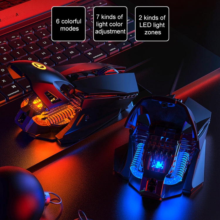 YINDIAO G10 7200DPI 7-modes Adjustable 7-keys RGB Light Wired Metal Mechanical Hard Core Macro Mouse, Style: Audio Version(Silver) - Wired Mice by YINDIAO | Online Shopping UK | buy2fix