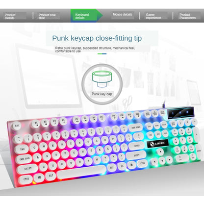 TX300 Mechanical Feel Backlight Punk Wired Keyboard Mouse Set (White) - Wired Keyboard by buy2fix | Online Shopping UK | buy2fix