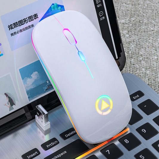 YINDIAO A2 2.4GHz 1600DPI 3-modes Adjustable RGB Light Rechargeable Wireless Silent Mouse (White) - Computer & Networking by YINDIAO | Online Shopping UK | buy2fix