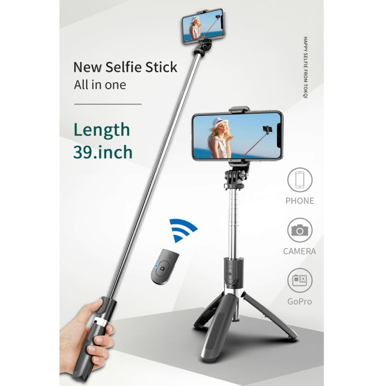 L02 100cm Multi-function Adjustable Bluetooth Self-timer Pole Tripod Selfie Stick (White) - Consumer Electronics by buy2fix | Online Shopping UK | buy2fix