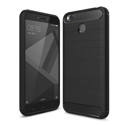 For Xiaomi  Redmi 4X  Brushed Carbon Fiber Texture Shockproof TPU Protective Cover Case (Black) - Xiaomi Accessories by buy2fix | Online Shopping UK | buy2fix