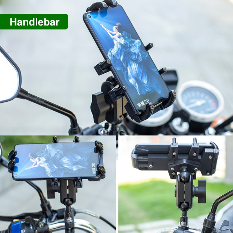 U-shaped Bolt Ball-Head Motorcycle Handlebar Multi-function Eight-jaw Aluminum Phone Navigation Holder Bracket, Width of Phone: 6.5-10.2cm &#160; - Holder by buy2fix | Online Shopping UK | buy2fix