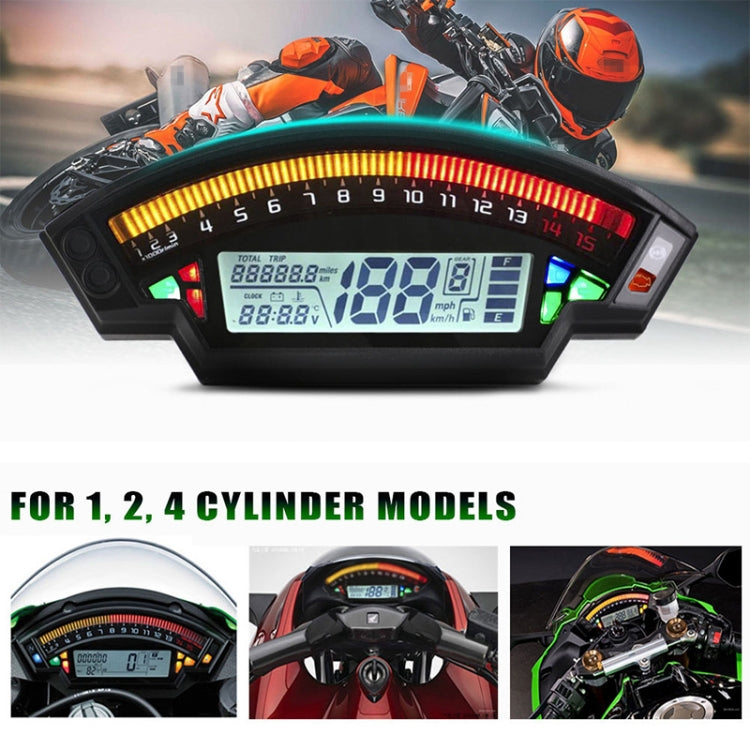 Speedpark Motorcycle LCD TFT Digital Speedometer 14000RPM 6 Gear Backlight Motorcycle Odometer for 1,2,4 Cylinders Meter - Electrical Instruments by Speedpark | Online Shopping UK | buy2fix