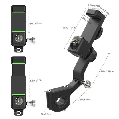 Motorcycle Spherical Compass Phone Holder, Handlebar with Light (Black) - In Car by buy2fix | Online Shopping UK | buy2fix