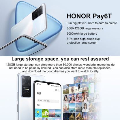 Honor Play6T 5G, 8GB+128GB, China Version, Triple Back Cameras, Side Fingerprint Identification, 5000mAh Battery, 6.74 inch Magic UI 5.0 (Android 11) MediaTek Dimensity 700 Octa Core up to 2.2GHz, Network: 5G, OTG, Not Support Google Play(Silver) - Honor by Huawei | Online Shopping UK | buy2fix