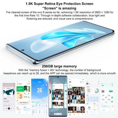 vivo S17 5G, 50MP Camera, 12GB+ 256GB, Dual Back Cameras, Screen Fingerprint Identification, 4600mAh Battery, 6.78 inch Android 13 OriginOS 3 Snapdragon 778G+ Octa Core up to 2.5GHz, OTG, NFC, Network: 5G (Blue) - vivo by vivo | Online Shopping UK | buy2fix