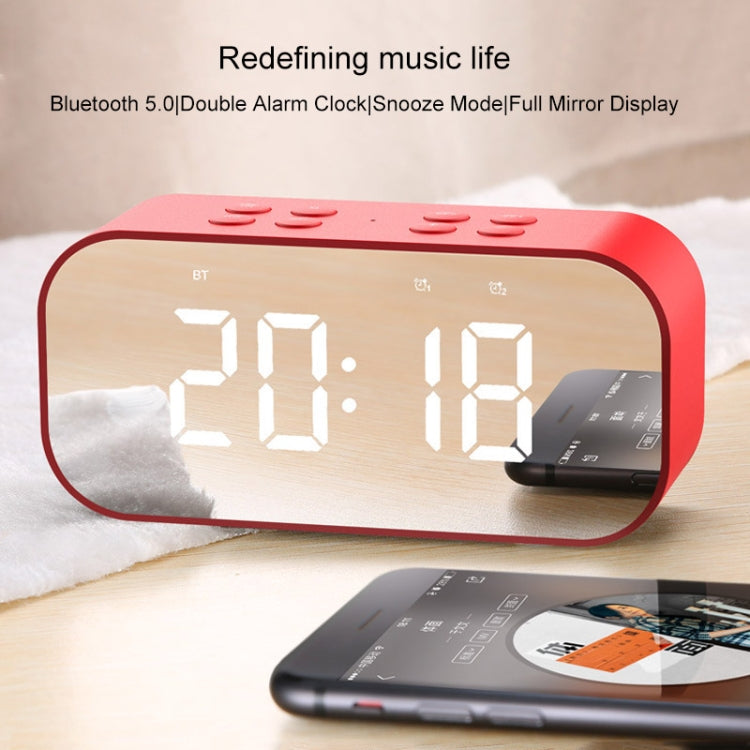 AEC BT501 Bluetooth 5.0 Mini Speaker with LED & Alarm Clock & Clock & Mirror, Support 32G TF Card(Pink) - Mini Speaker by AEC | Online Shopping UK | buy2fix