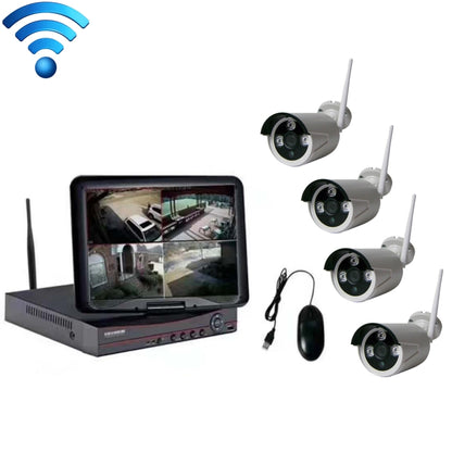 K9104E-PE2013C 4CH HD 960P 1.3 Mega Pixel 2.4GHz WiFi IP Bullet Camera 10.1 inch LCD Screen NVR Kit - Security by buy2fix | Online Shopping UK | buy2fix