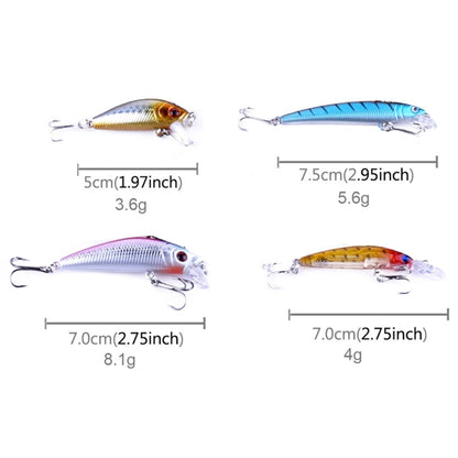 HENGJIA 26 PCS Minnow Fishing Lure Set 4 Models Fishing Tackle Plastic Hard Bait - Fishing Lures by HENGJIA | Online Shopping UK | buy2fix