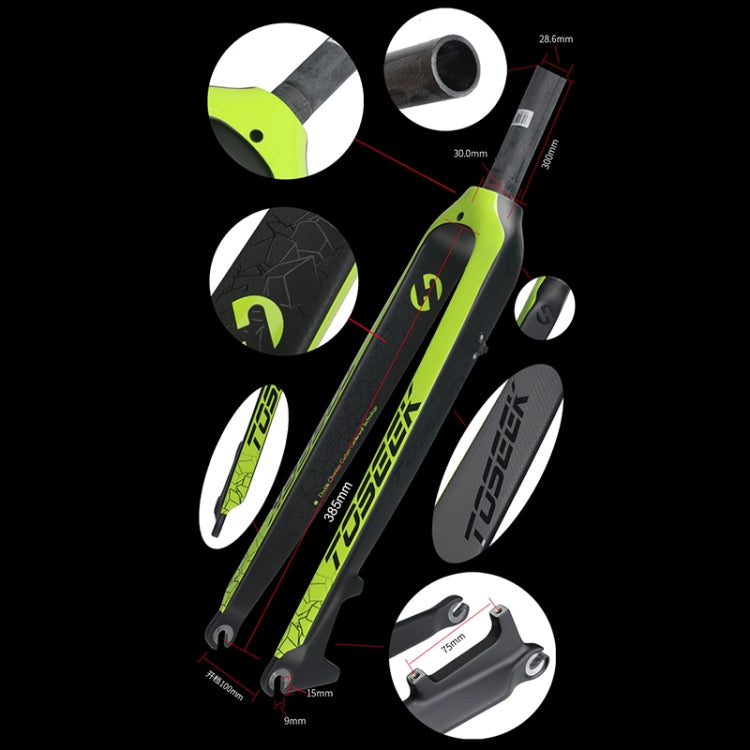 TOSEEK Ultra Light 26 Inch 385mm Mountain Bike Full Carbon Front Fork Straight Tube Disc Brake(White) - Outdoor & Sports by TOSEEK | Online Shopping UK | buy2fix